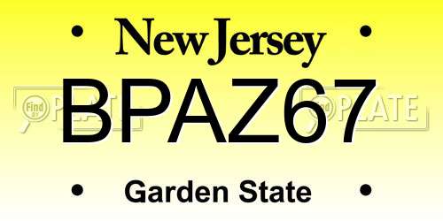 BPAZ67 New Jersey License Plate