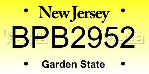 BPB2952 New Jersey License Plate