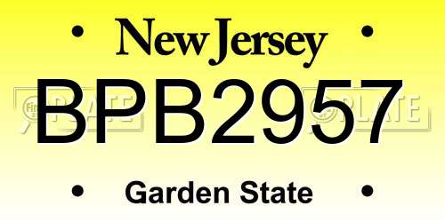 BPB2957 New Jersey License Plate