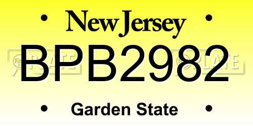 BPB2982 New Jersey License Plate