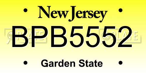 BPB5552 New Jersey License Plate
