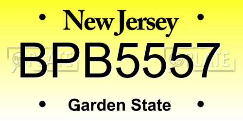 BPB5557 New Jersey License Plate