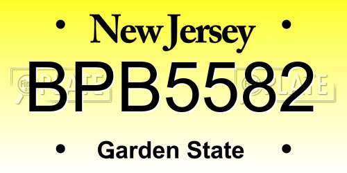 BPB5582 New Jersey License Plate