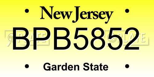 BPB5852 New Jersey License Plate