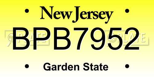 BPB7952 New Jersey License Plate