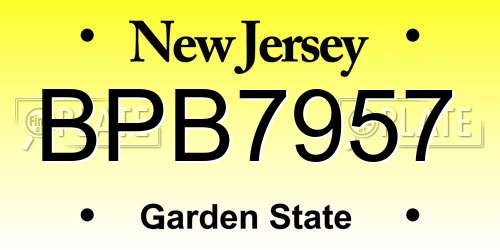 BPB7957 New Jersey License Plate