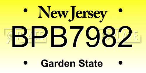BPB7982 New Jersey License Plate