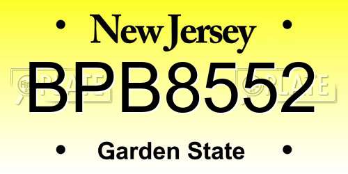 BPB8552 New Jersey License Plate