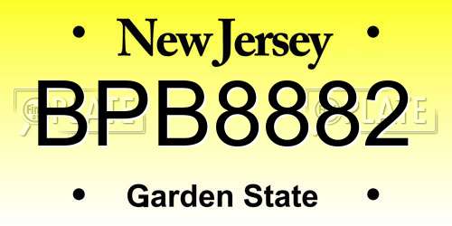 BPB8882 New Jersey License Plate