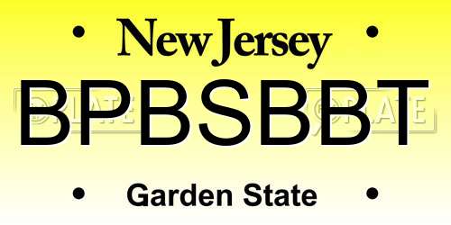 BPBSBBT New Jersey License Plate
