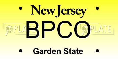 BPCO New Jersey License Plate