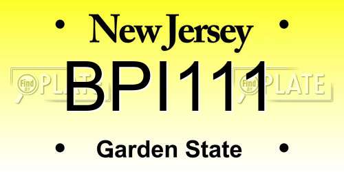 BPI111 New Jersey License Plate