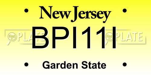 BPI11I New Jersey License Plate