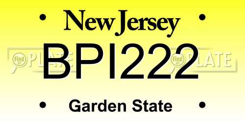 BPI222 New Jersey License Plate