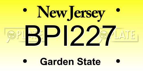 BPI227 New Jersey License Plate