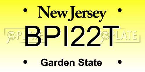 BPI22T New Jersey License Plate