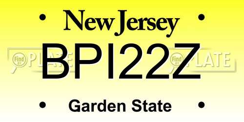 BPI22Z New Jersey License Plate