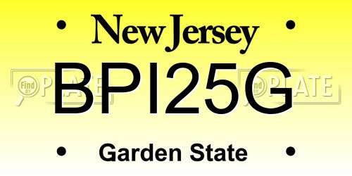 BPI25G New Jersey License Plate