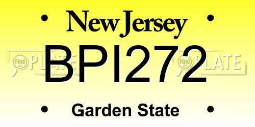 BPI272 New Jersey License Plate