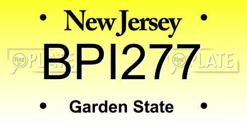 BPI277 New Jersey License Plate