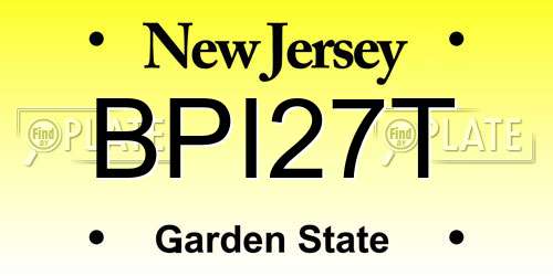 BPI27T New Jersey License Plate