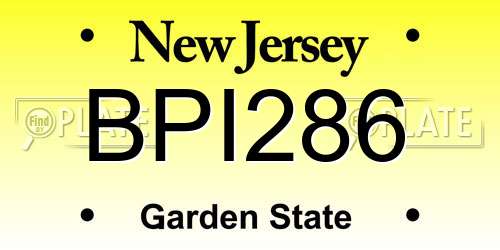 BPI286 New Jersey License Plate