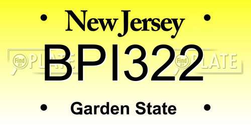 BPI322 New Jersey License Plate