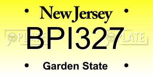 BPI327 New Jersey License Plate