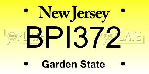 BPI372 New Jersey License Plate