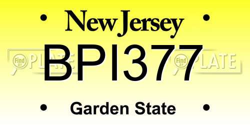 BPI377 New Jersey License Plate