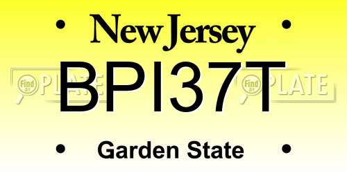 BPI37T New Jersey License Plate