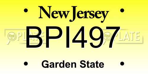 BPI497 New Jersey License Plate