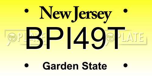 BPI49T New Jersey License Plate