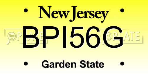 BPI56G New Jersey License Plate