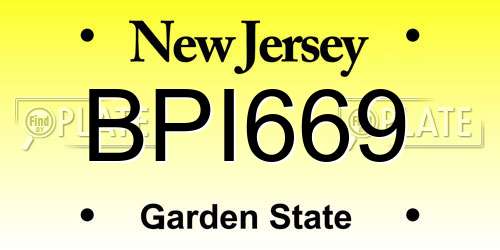 BPI669 New Jersey License Plate