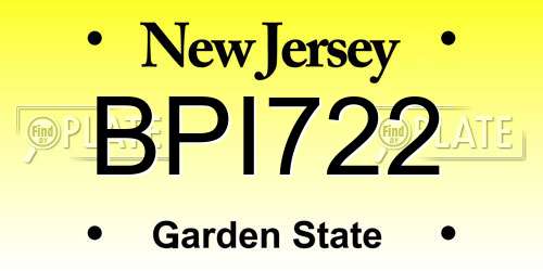 BPI722 New Jersey License Plate