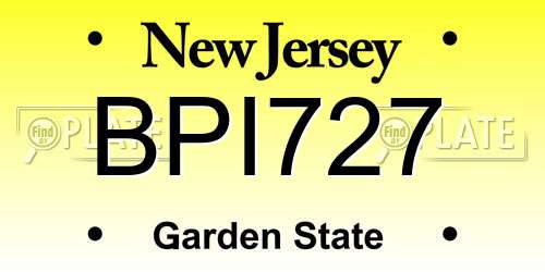 BPI727 New Jersey License Plate