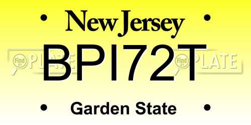 BPI72T New Jersey License Plate