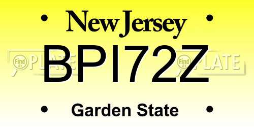 BPI72Z New Jersey License Plate