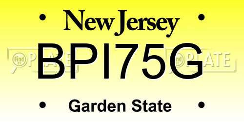 BPI75G New Jersey License Plate