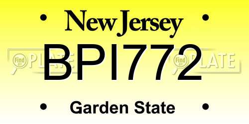 BPI772 New Jersey License Plate