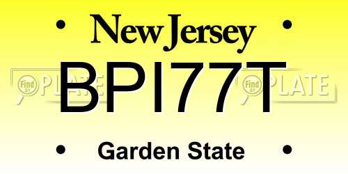 BPI77T New Jersey License Plate