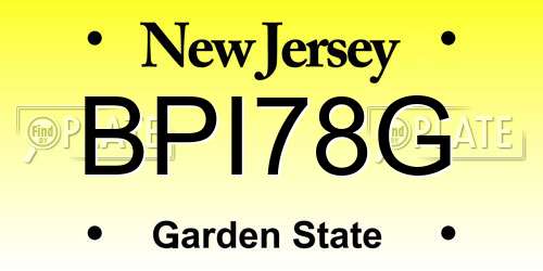BPI78G New Jersey License Plate