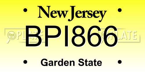 BPI866 New Jersey License Plate