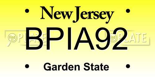 BPIA92 New Jersey License Plate