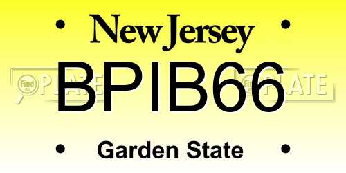 BPIB66 New Jersey License Plate