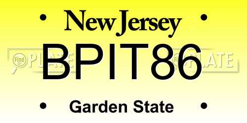 BPIT86 New Jersey License Plate