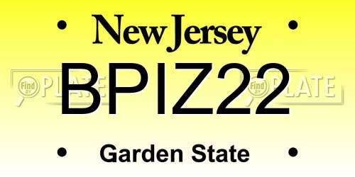 BPIZ22 New Jersey License Plate
