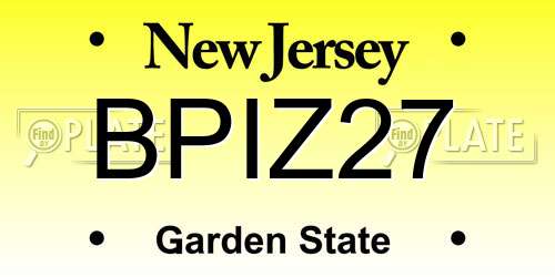 BPIZ27 New Jersey License Plate