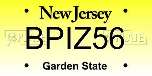 BPIZ56 New Jersey License Plate